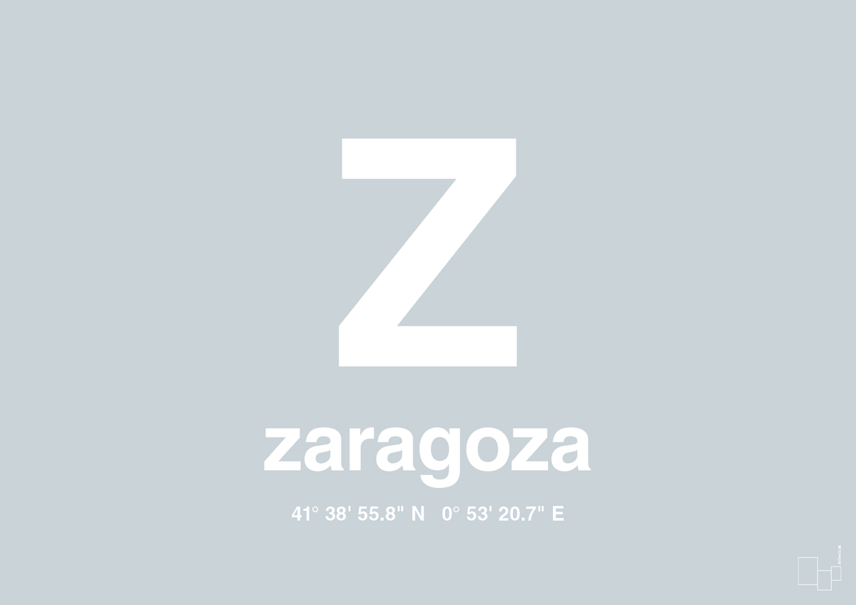 plakat: byplakat zaragoza med koordinater - light drizzle-Byer-A1two3