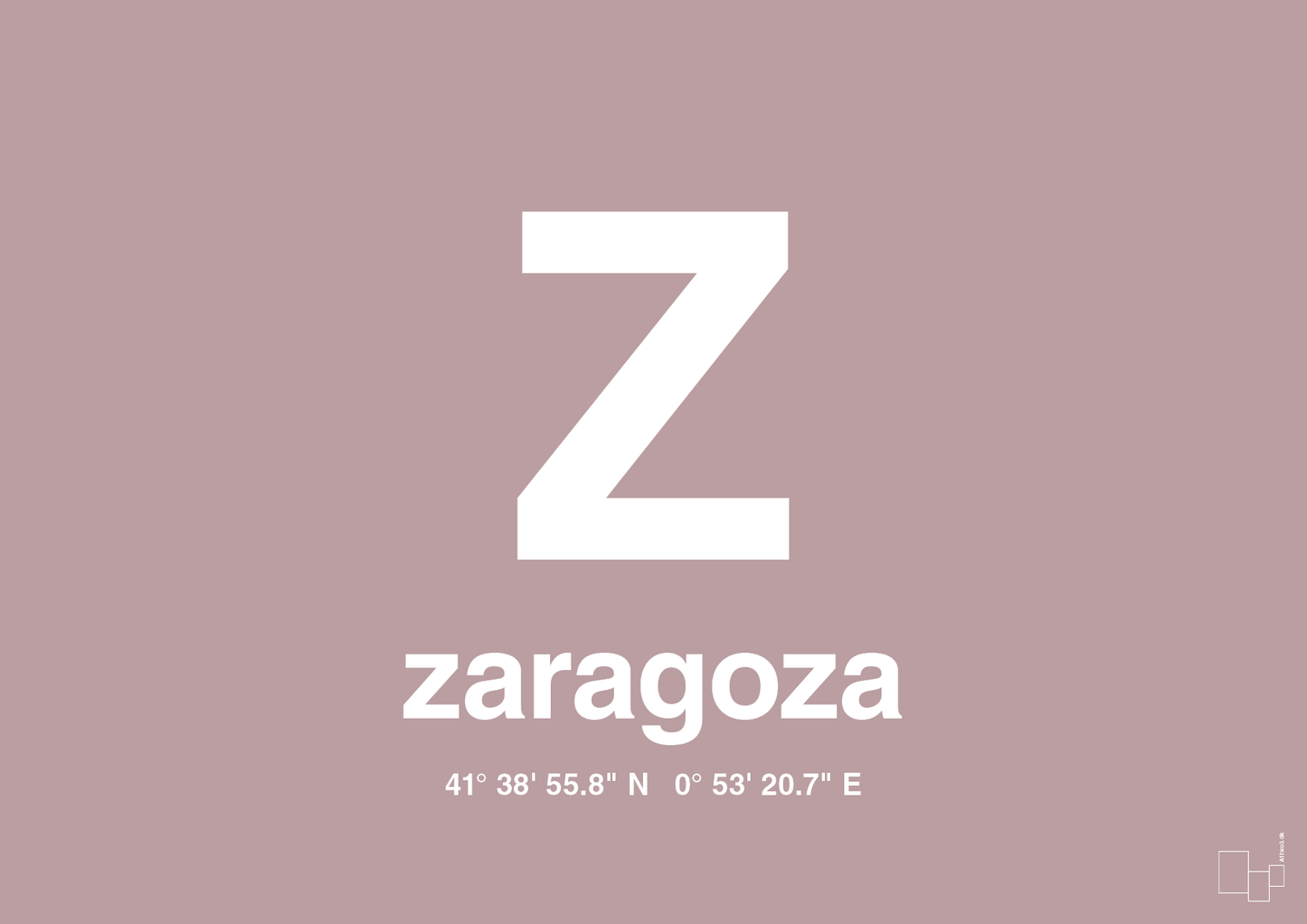 plakat: byplakat zaragoza med koordinater - light rose-Byer-A1two3
