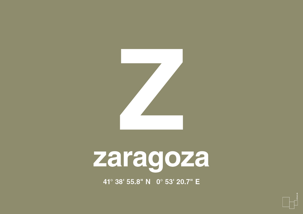 plakat: byplakat zaragoza med koordinater - misty forrest-Byer-A1two3