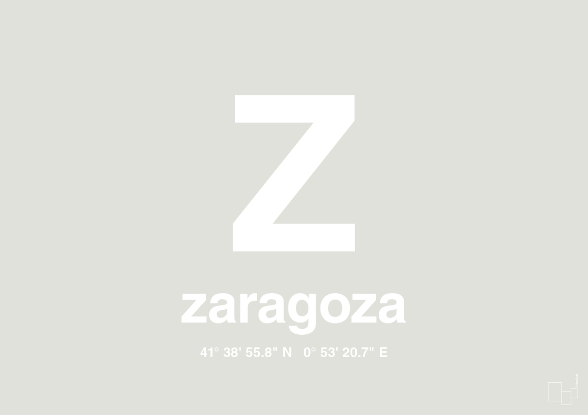 plakat: byplakat zaragoza med koordinater - painters white-Byer-A1two3