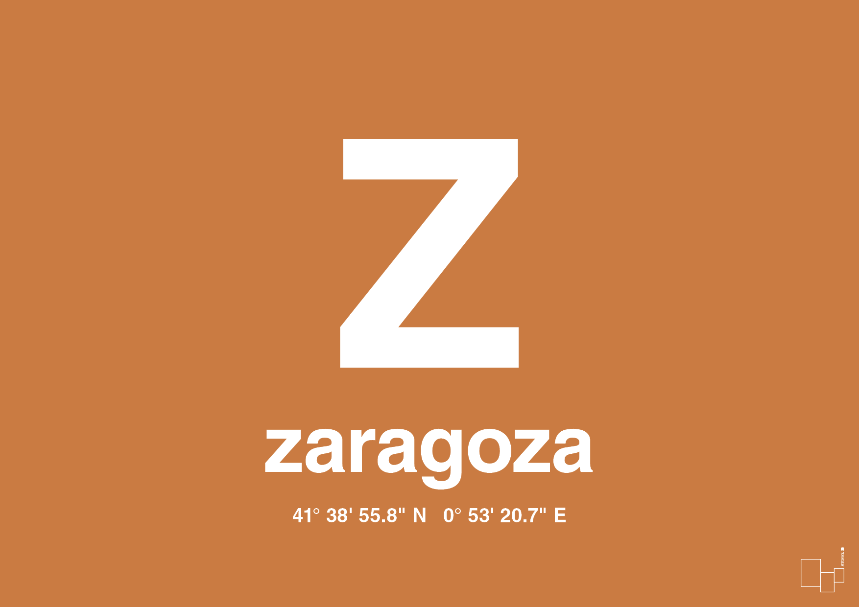 plakat: byplakat zaragoza med koordinater - rumba orange-Byer-A1two3