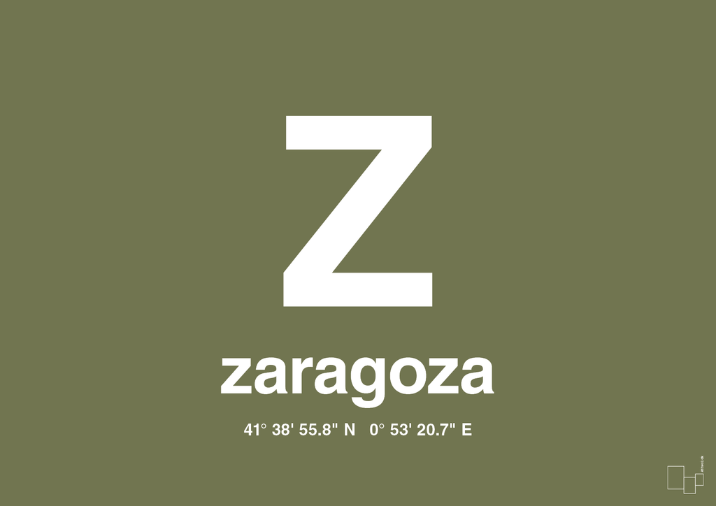 plakat: byplakat zaragoza med koordinater - secret meadow-Byer-A1two3