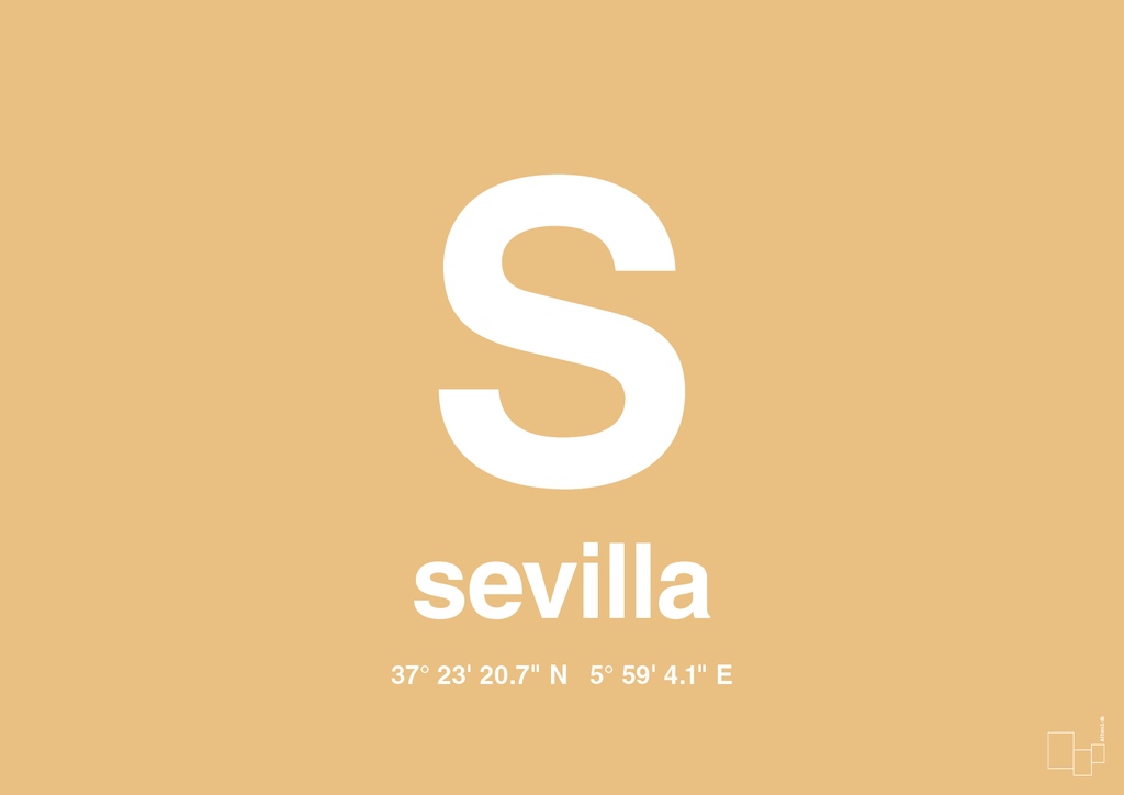 plakat: byplakat sevilla med koordinater - charismatic-Byer-A1two3