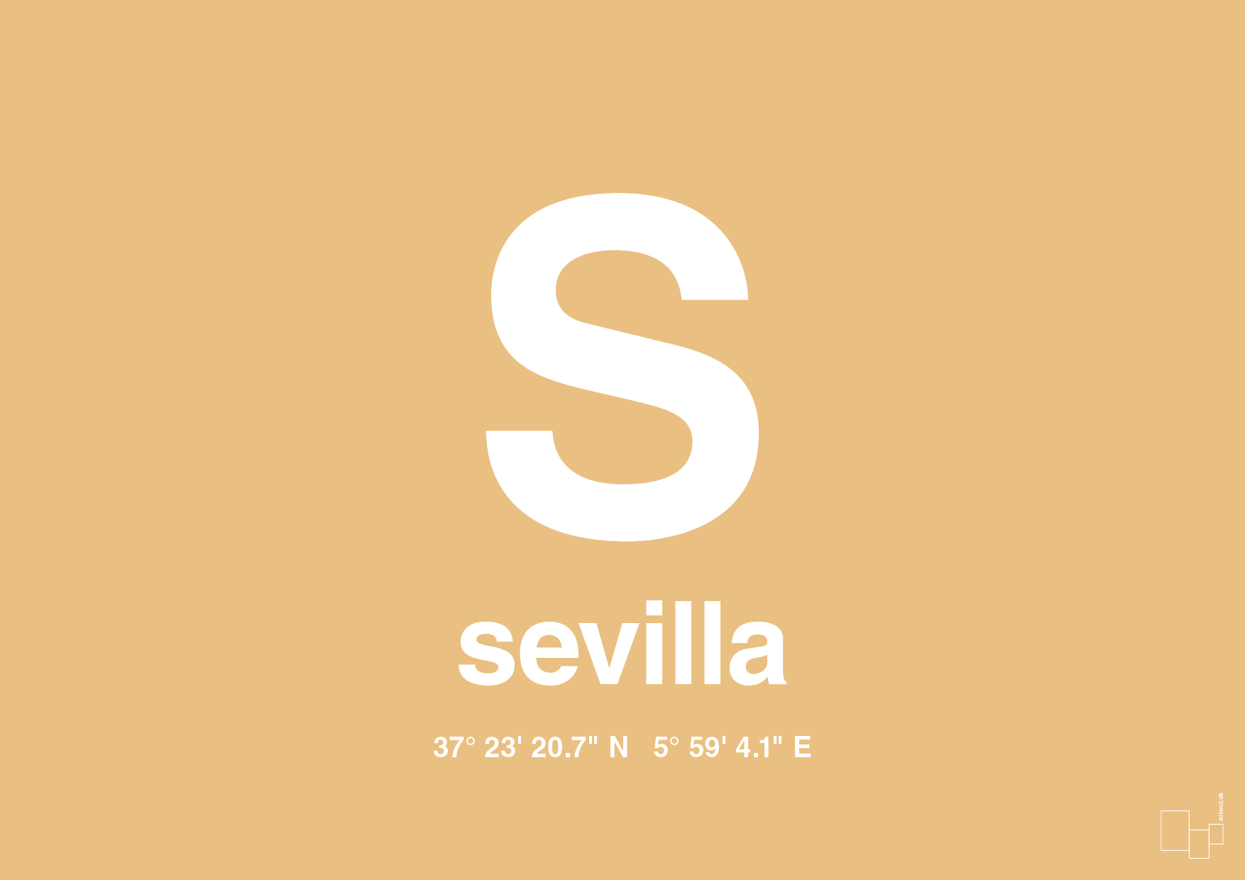 plakat: byplakat sevilla med koordinater - charismatic-Byer-A1two3