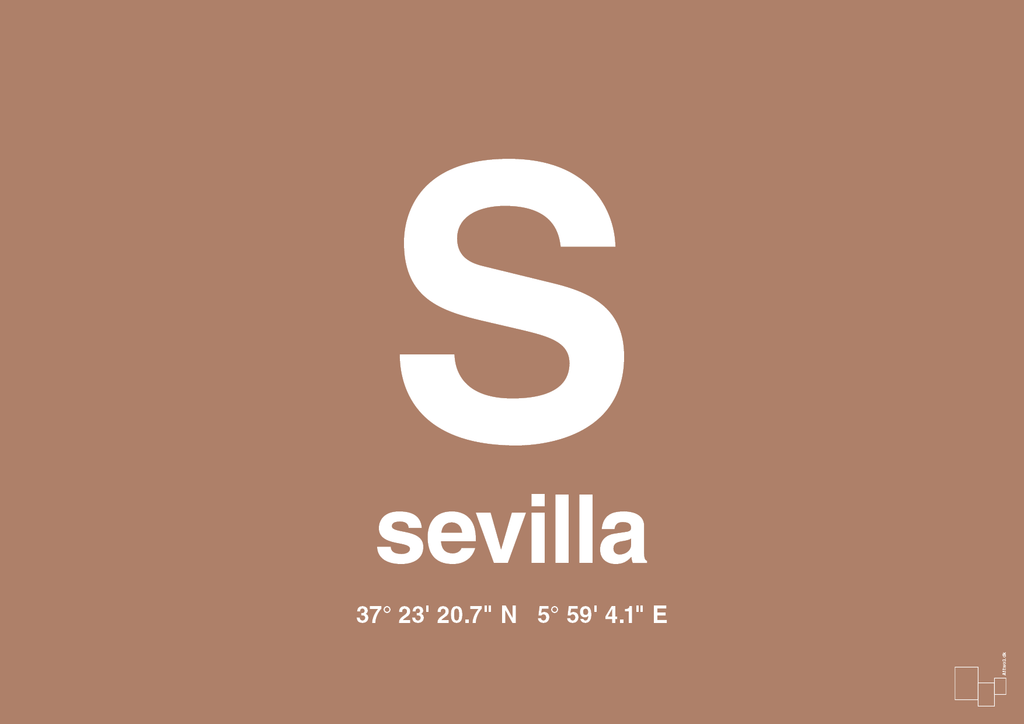 plakat: byplakat sevilla med koordinater - cider spice-Byer-A1two3