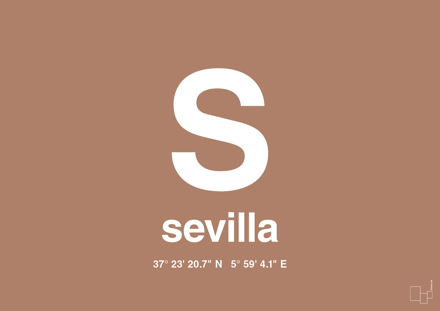 plakat: byplakat sevilla med koordinater - cider spice-Byer-A1two3
