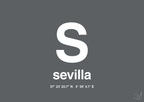 plakat: byplakat sevilla med koordinater - graphic charcoal-Byer-A1two3
