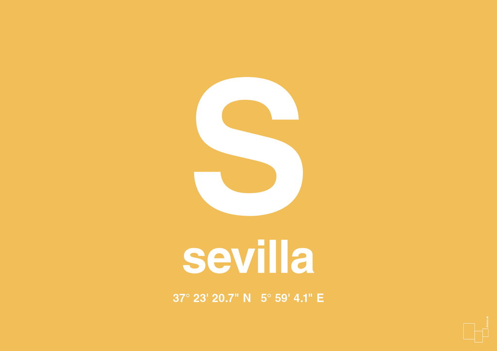 plakat: byplakat sevilla med koordinater - honeycomb-Byer-A1two3