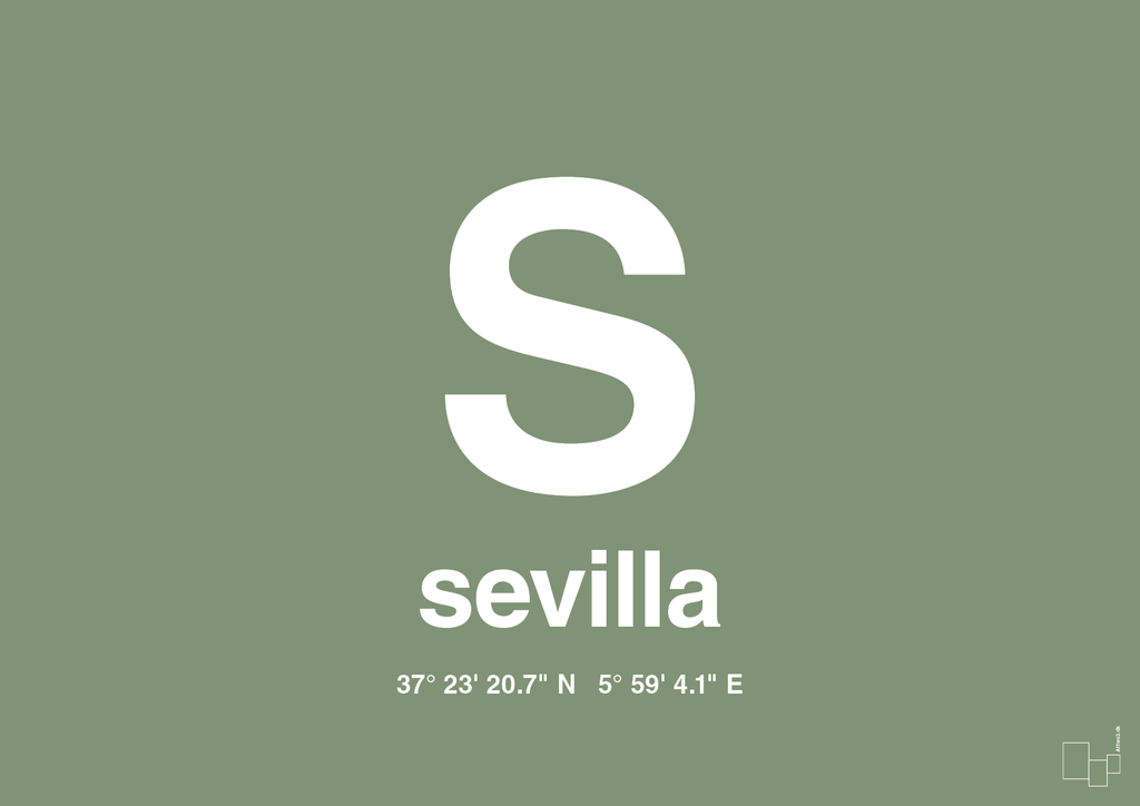 plakat: byplakat sevilla med koordinater - jade-Byer-A1two3