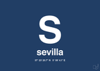 plakat: byplakat sevilla med koordinater - lapis blue-Byer-A1two3