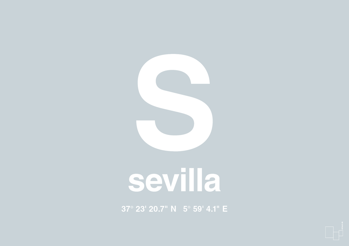 plakat: byplakat sevilla med koordinater - light drizzle-Byer-A1two3