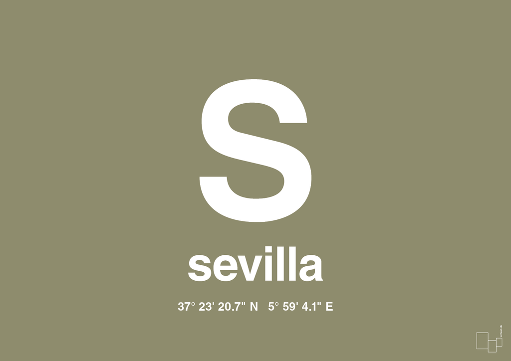 plakat: byplakat sevilla med koordinater - misty forrest-Byer-A1two3