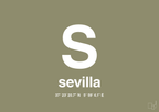 plakat: byplakat sevilla med koordinater - misty forrest-Byer-A1two3