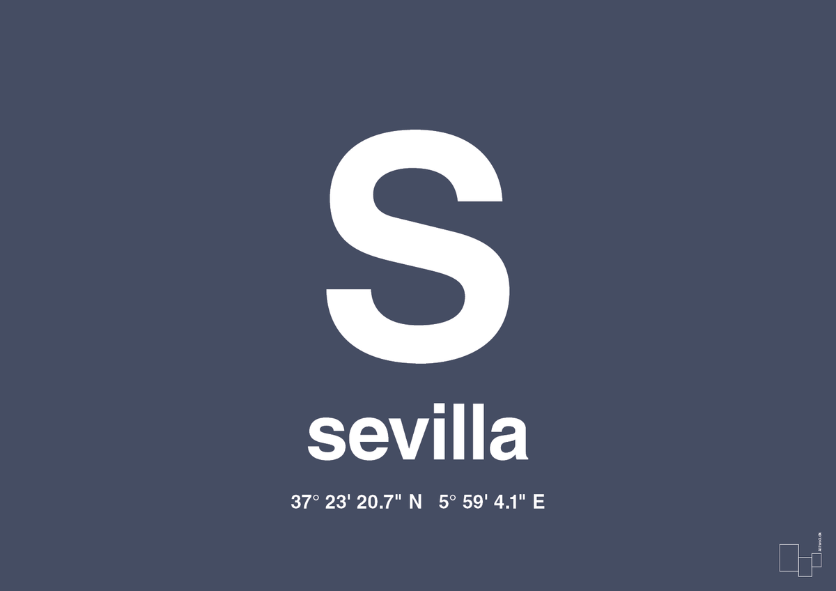 Byplakat sevilla med koordinater - petrol-Byer-A1two3