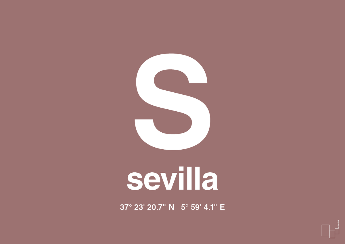 plakat: byplakat sevilla med koordinater - plum-Byer-A1two3