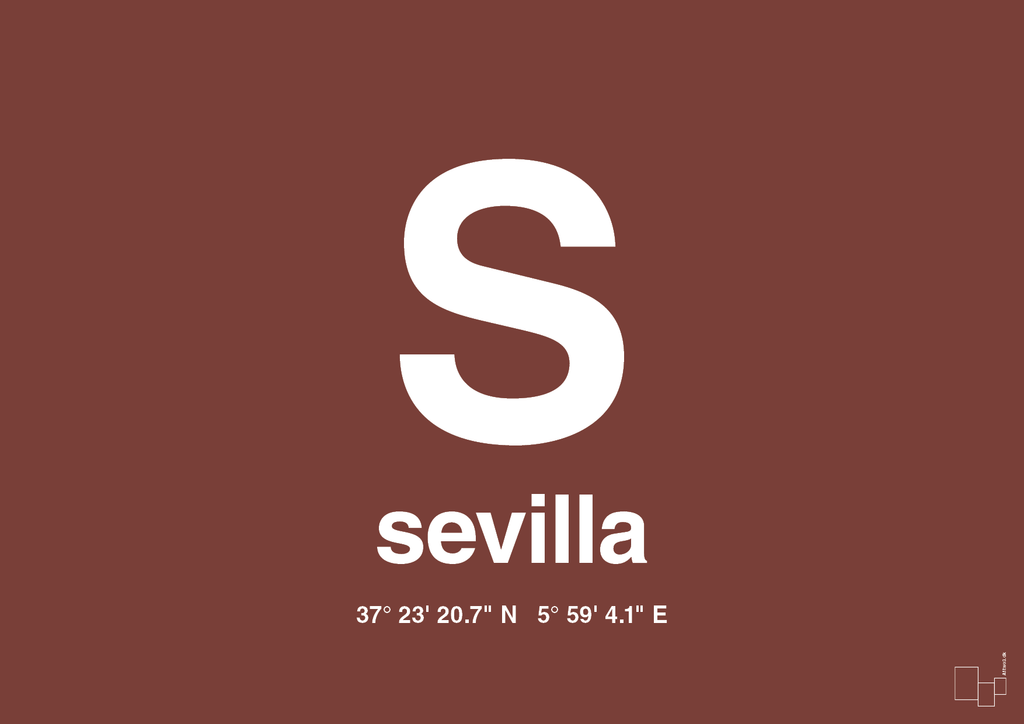 plakat: byplakat sevilla med koordinater - red pepper-Byer-A1two3