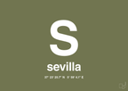 plakat: byplakat sevilla med koordinater - secret meadow-Byer-A1two3