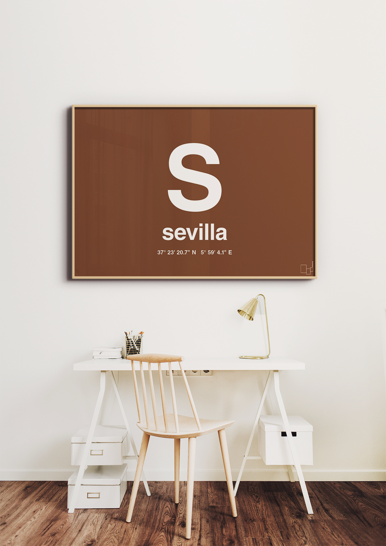 plakat: byplakat sevilla med koordinater - graphic charcoal-Byer-A1two3