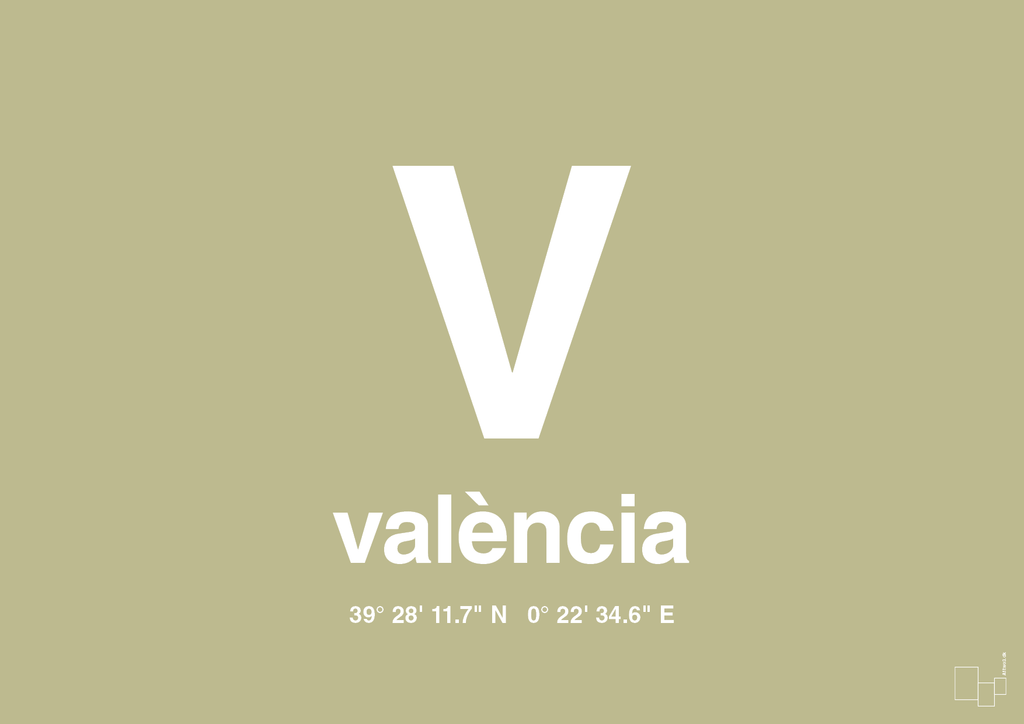 plakat: byplakat valencia med koordinater - back to nature-Byer-A1two3