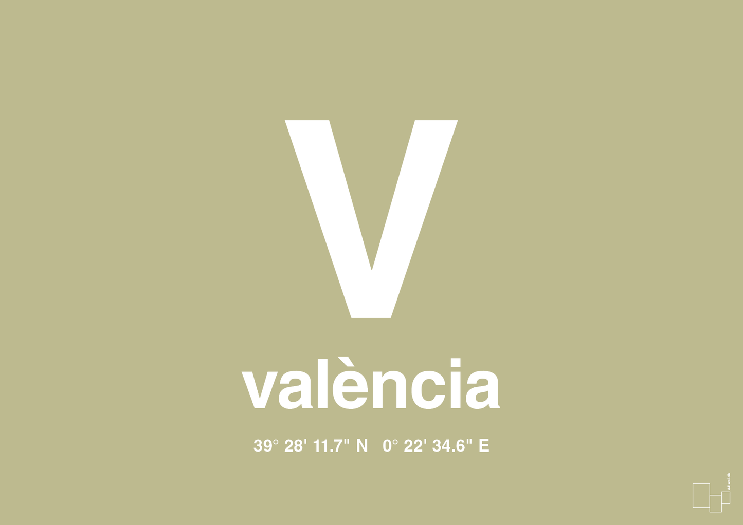 plakat: byplakat valencia med koordinater - back to nature-Byer-A1two3