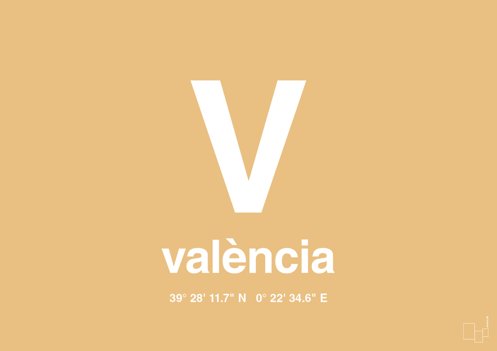 plakat: byplakat valencia med koordinater - charismatic-Byer-A1two3