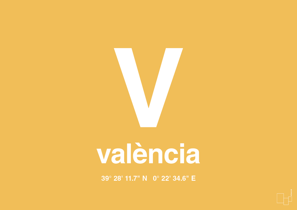 plakat: byplakat valencia med koordinater - honeycomb-Byer-A1two3