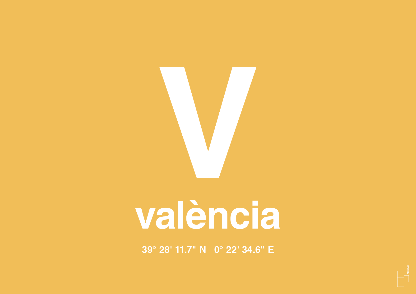 plakat: byplakat valencia med koordinater - honeycomb-Byer-A1two3