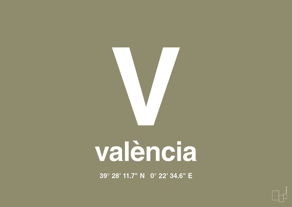 plakat: byplakat valencia med koordinater - misty forrest-Byer-A1two3