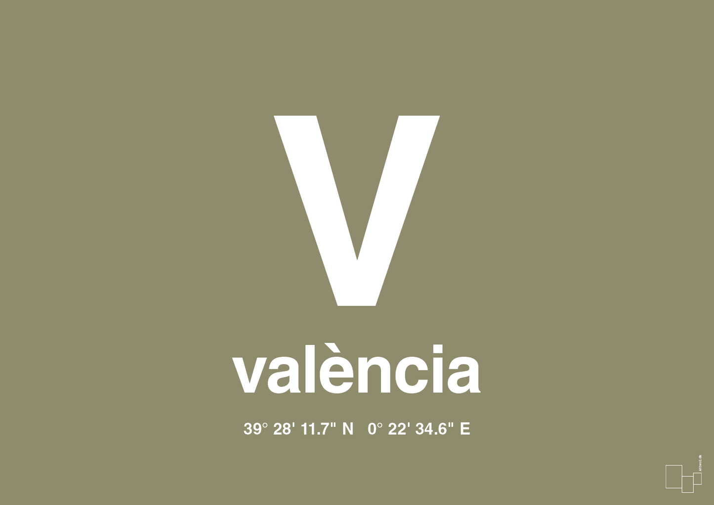plakat: byplakat valencia med koordinater - misty forrest-Byer-A1two3