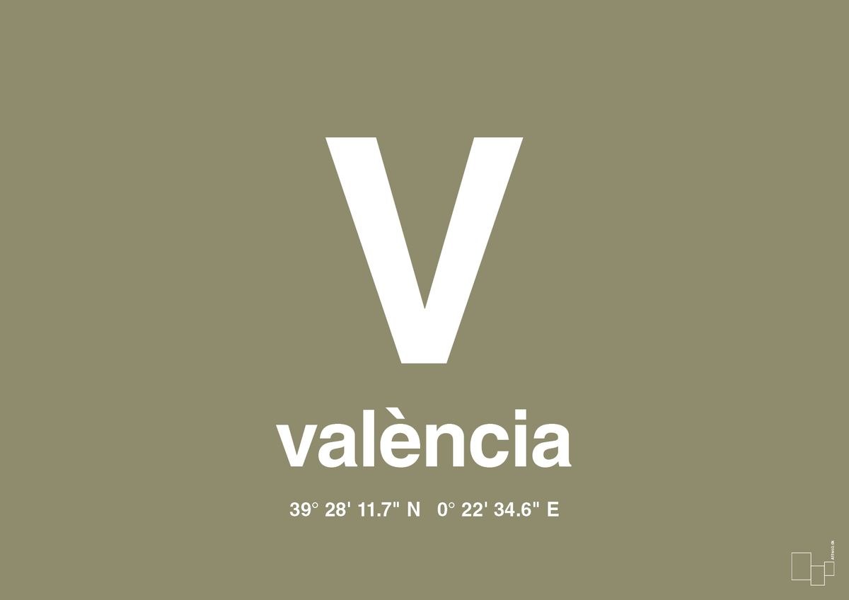 plakat: byplakat valencia med koordinater - misty forrest-Byer-A1two3