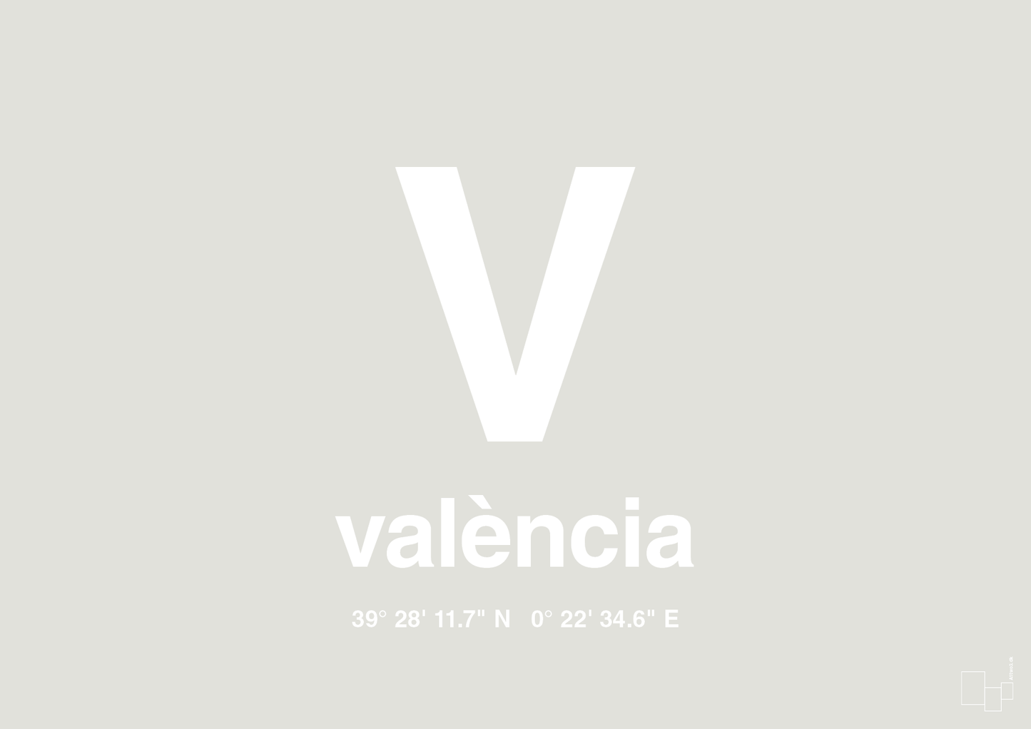 plakat: byplakat valencia med koordinater - painters white-Byer-A1two3