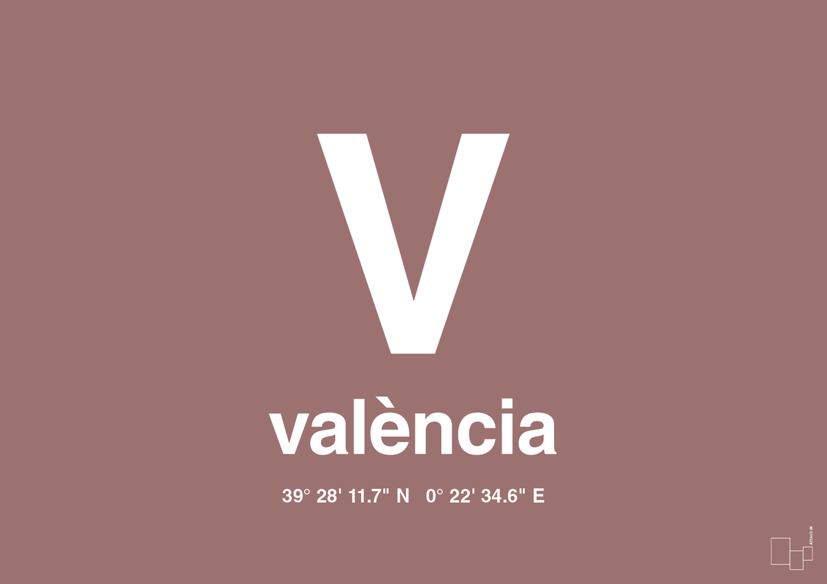 plakat: byplakat valencia med koordinater - plum-Byer-A1two3