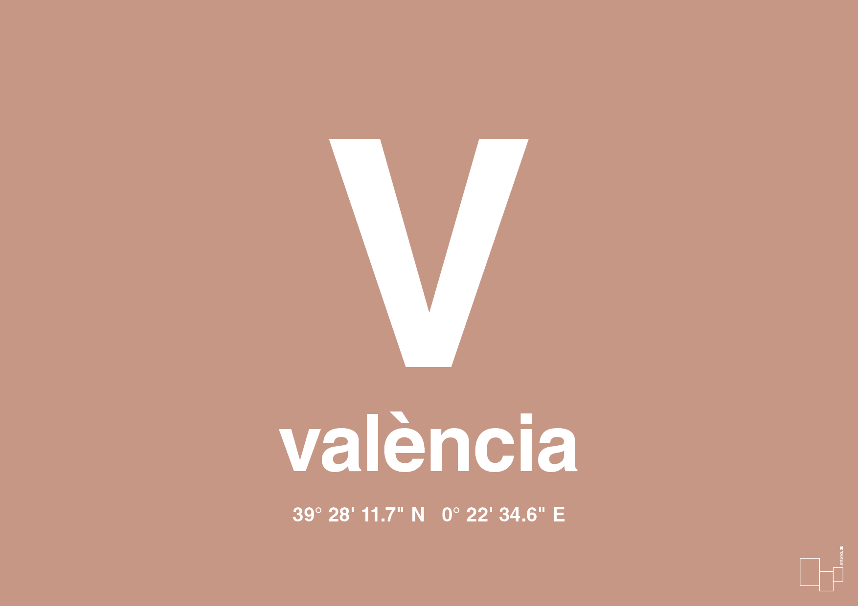 plakat: byplakat valencia med koordinater - powder-Byer-A1two3