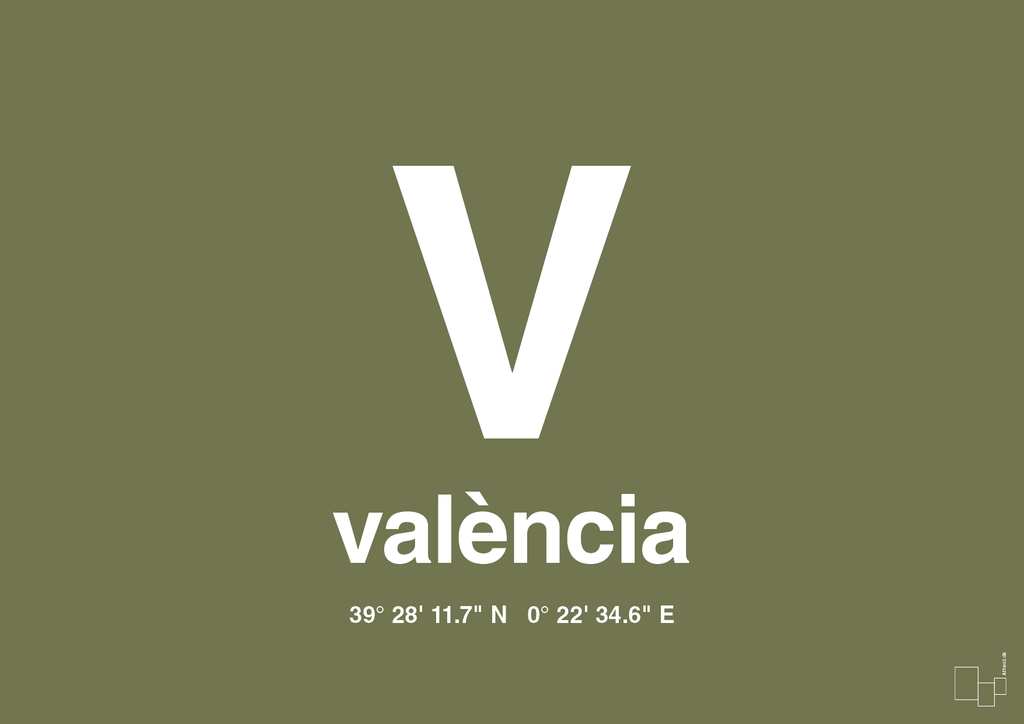 plakat: byplakat valencia med koordinater - secret meadow-Byer-A1two3