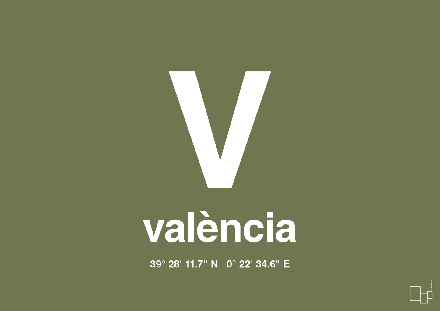 plakat: byplakat valencia med koordinater - secret meadow-Byer-A1two3