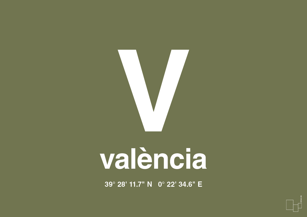 plakat: byplakat valencia med koordinater - secret meadow-Byer-A1two3