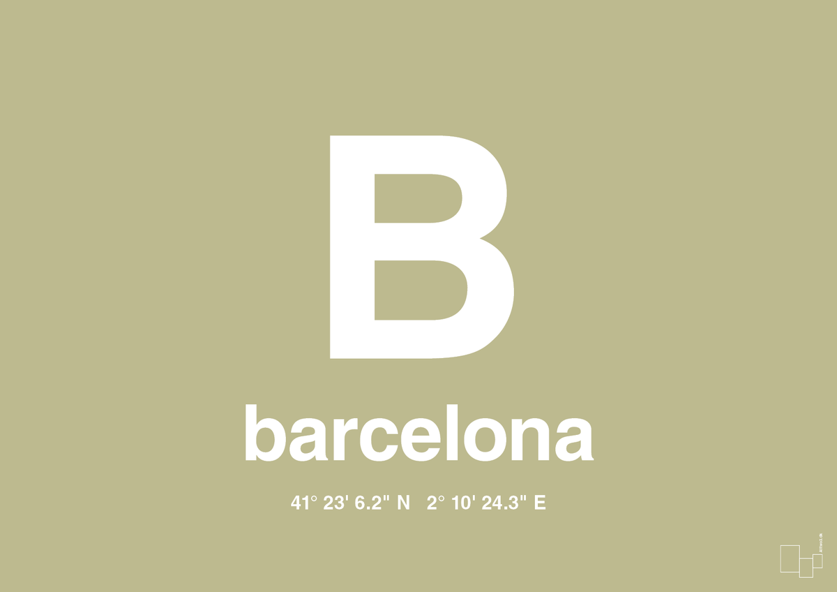 plakat: byplakat barcelona med koordinater - back to nature-Byer-A1two3