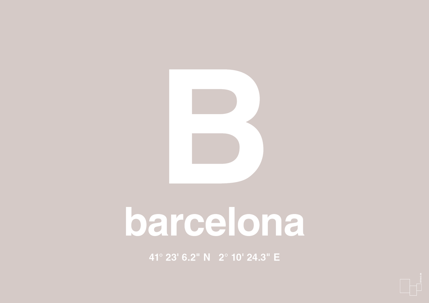 plakat: byplakat barcelona med koordinater - broken beige-Byer-A1two3