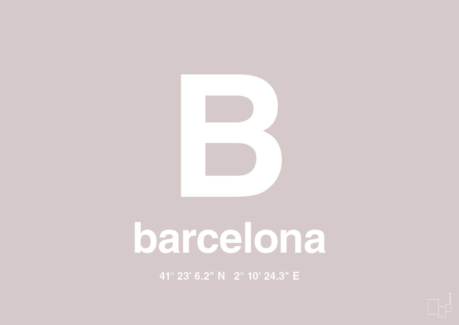 plakat: byplakat barcelona med koordinater - broken beige-Byer-A1two3