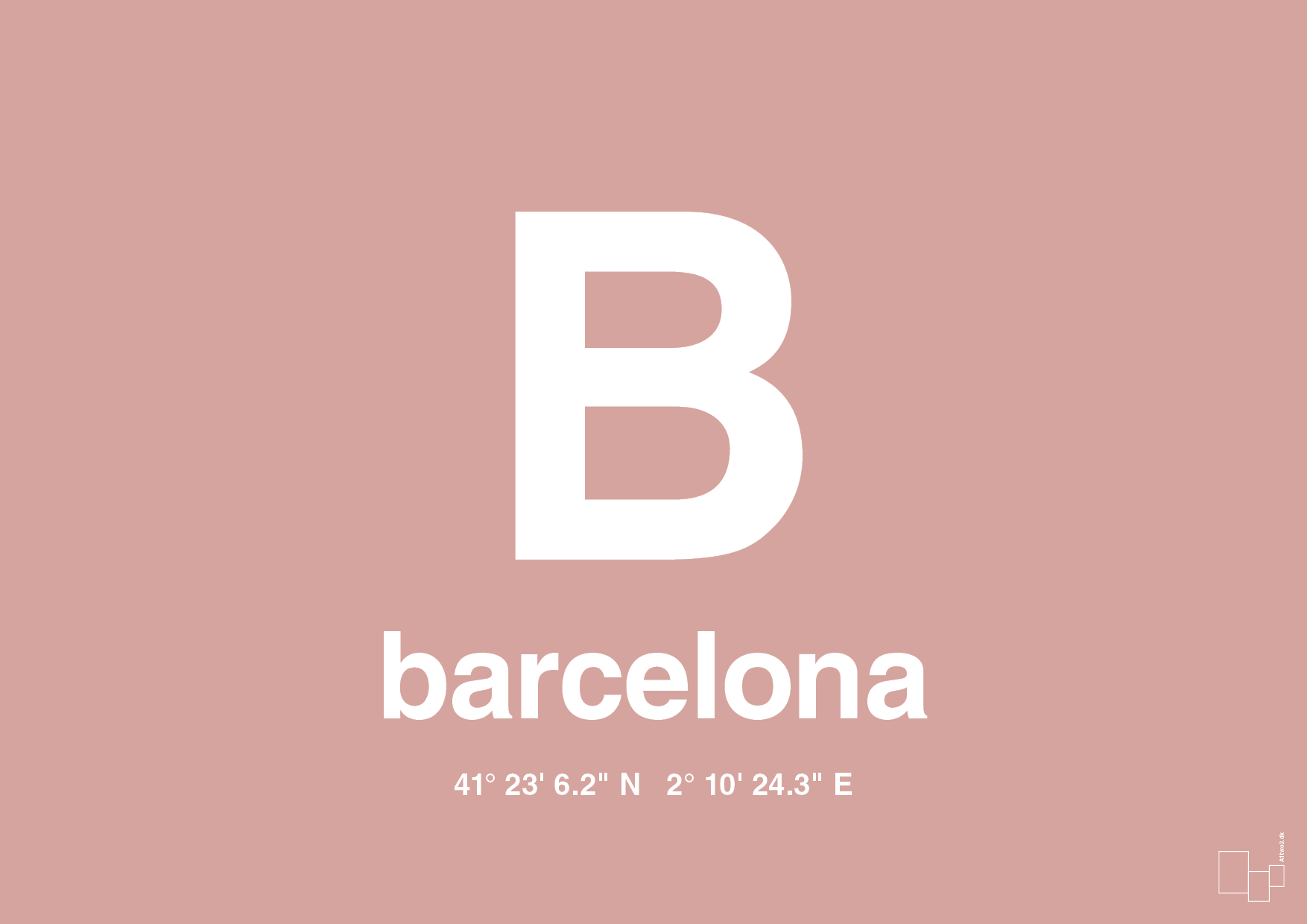 plakat: byplakat barcelona med koordinater - bubble shell-Byer-A1two3