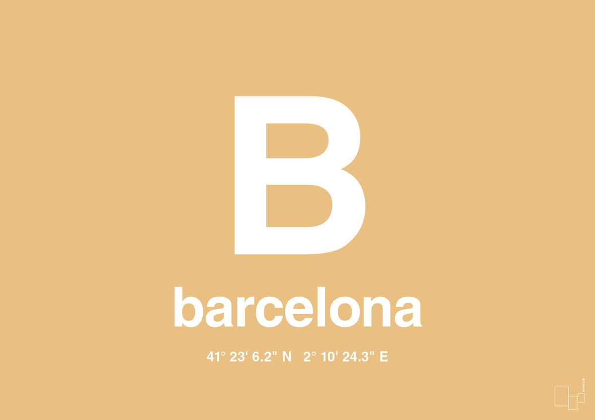 plakat: byplakat barcelona med koordinater - charismatic-Byer-A1two3