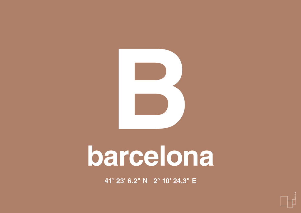plakat: byplakat barcelona med koordinater - cider spice-Byer-A1two3
