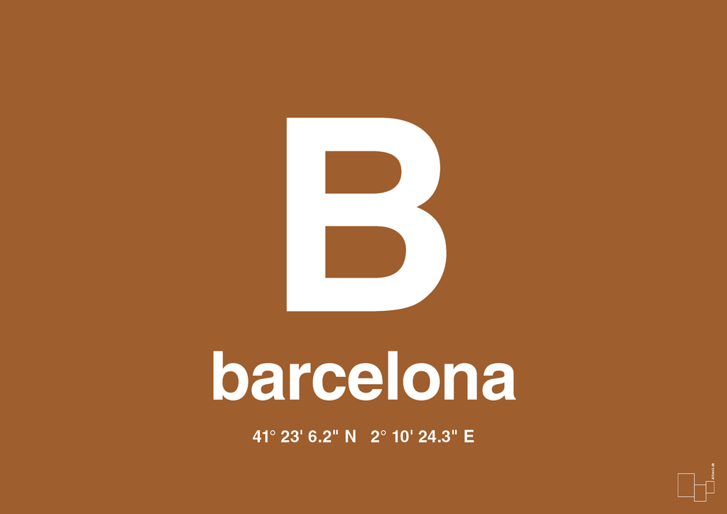 plakat: byplakat barcelona med koordinater - cognac-Byer-A1two3