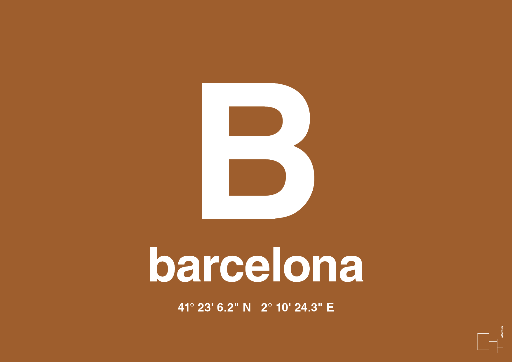 plakat: byplakat barcelona med koordinater - cognac-Byer-A1two3