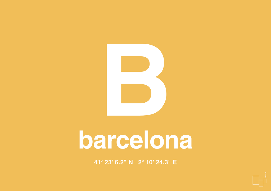 plakat: byplakat barcelona med koordinater - honeycomb-Byer-A1two3