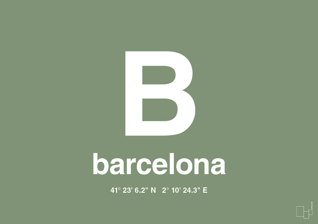 plakat: byplakat barcelona med koordinater - jade-Byer-A1two3