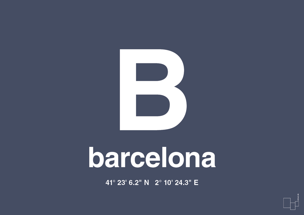 plakat: byplakat barcelona med koordinater - petrol-Byer-A1two3