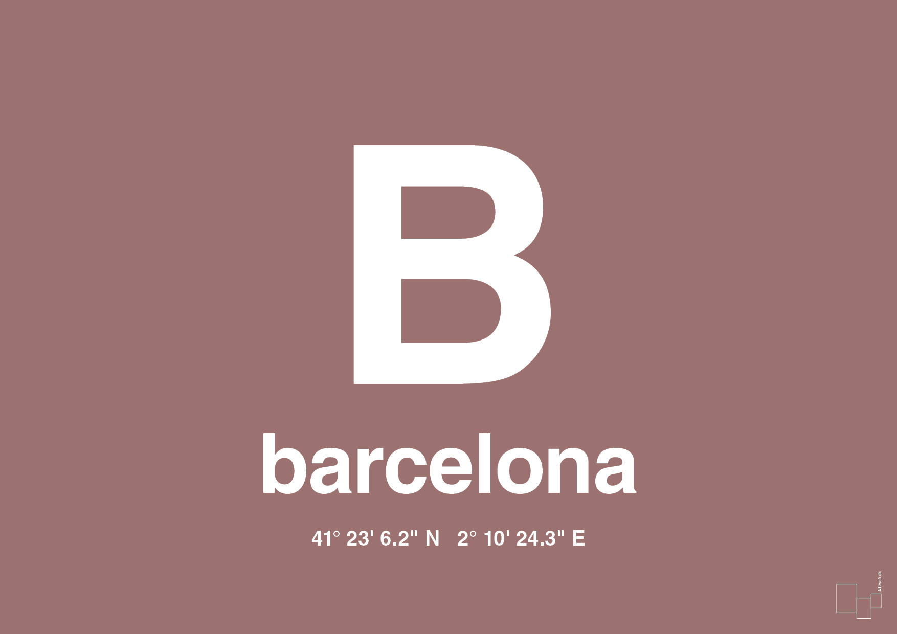 plakat: byplakat barcelona med koordinater - plum-Byer-A1two3