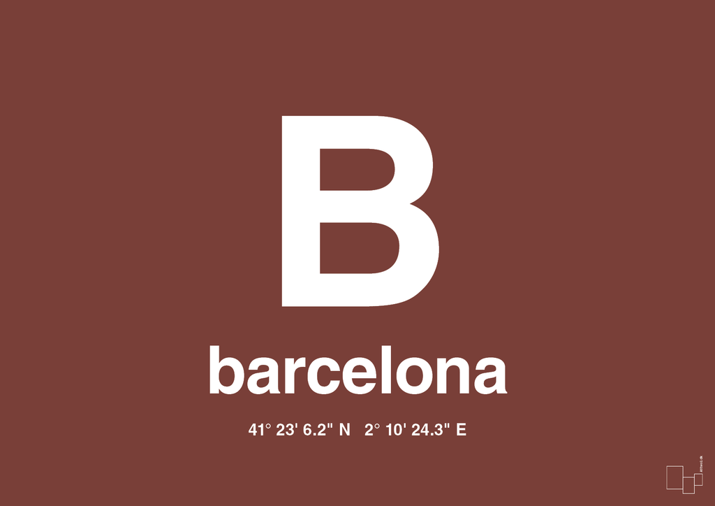 plakat: byplakat barcelona med koordinater - red pepper-Byer-A1two3