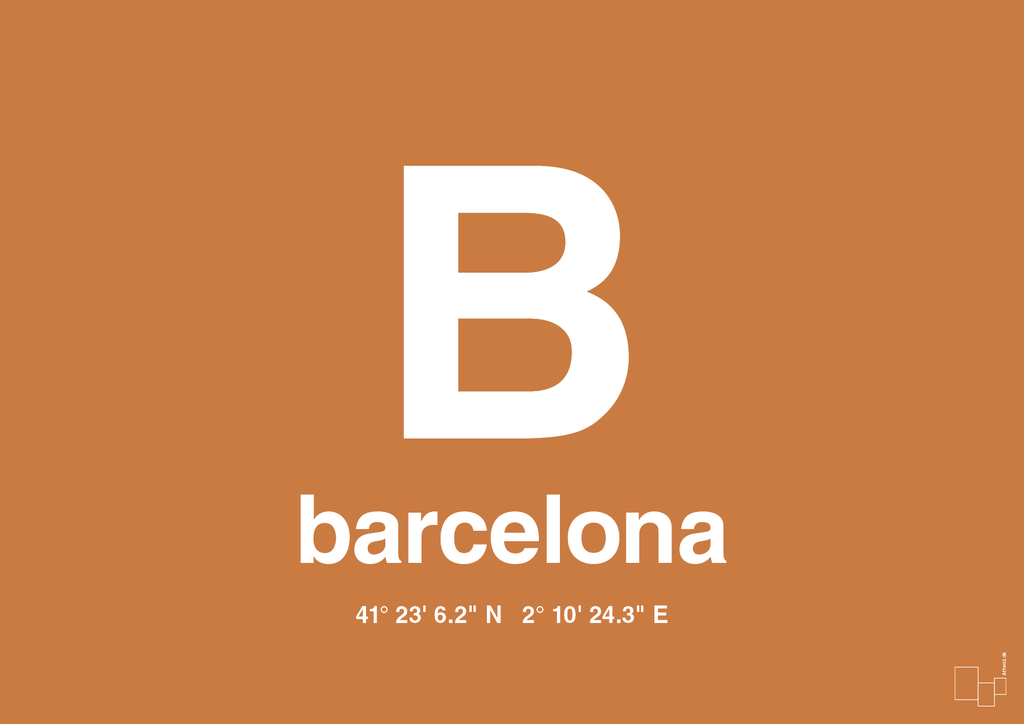 plakat: byplakat barcelona med koordinater - rumba orange-Byer-A1two3